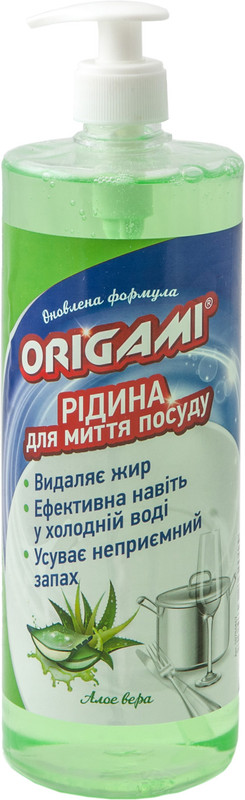 Засіб для ручного миття посуду ORIGAMI Алое вера 1л